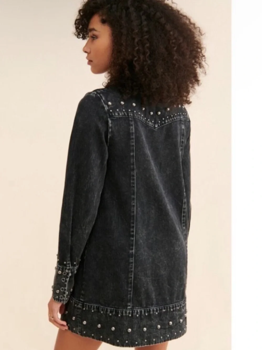 Free People We The Free Bennet Studded Denim Shirt Jacket - Picture 2 of 6
